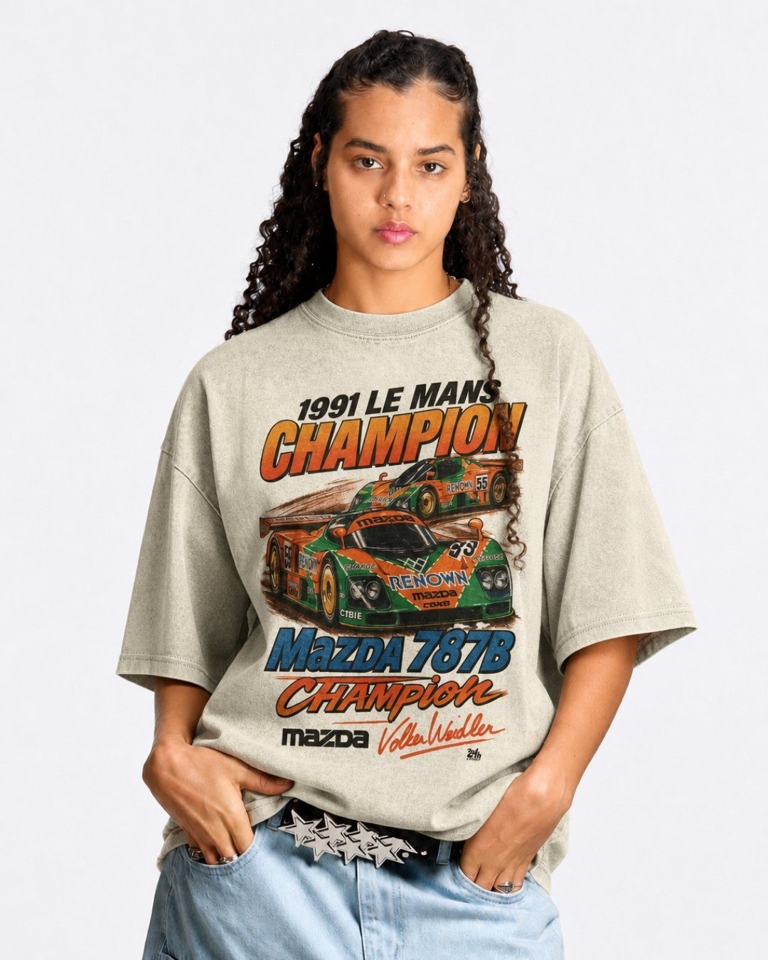 Camiseta Oversized Mazda 787B Le Mans 1991 Offwhite