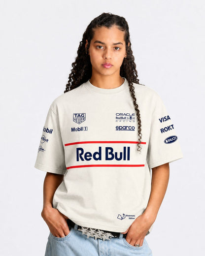 Camiseta Oversized Silverstone Edition Red Bull Off White 2025 Algodão