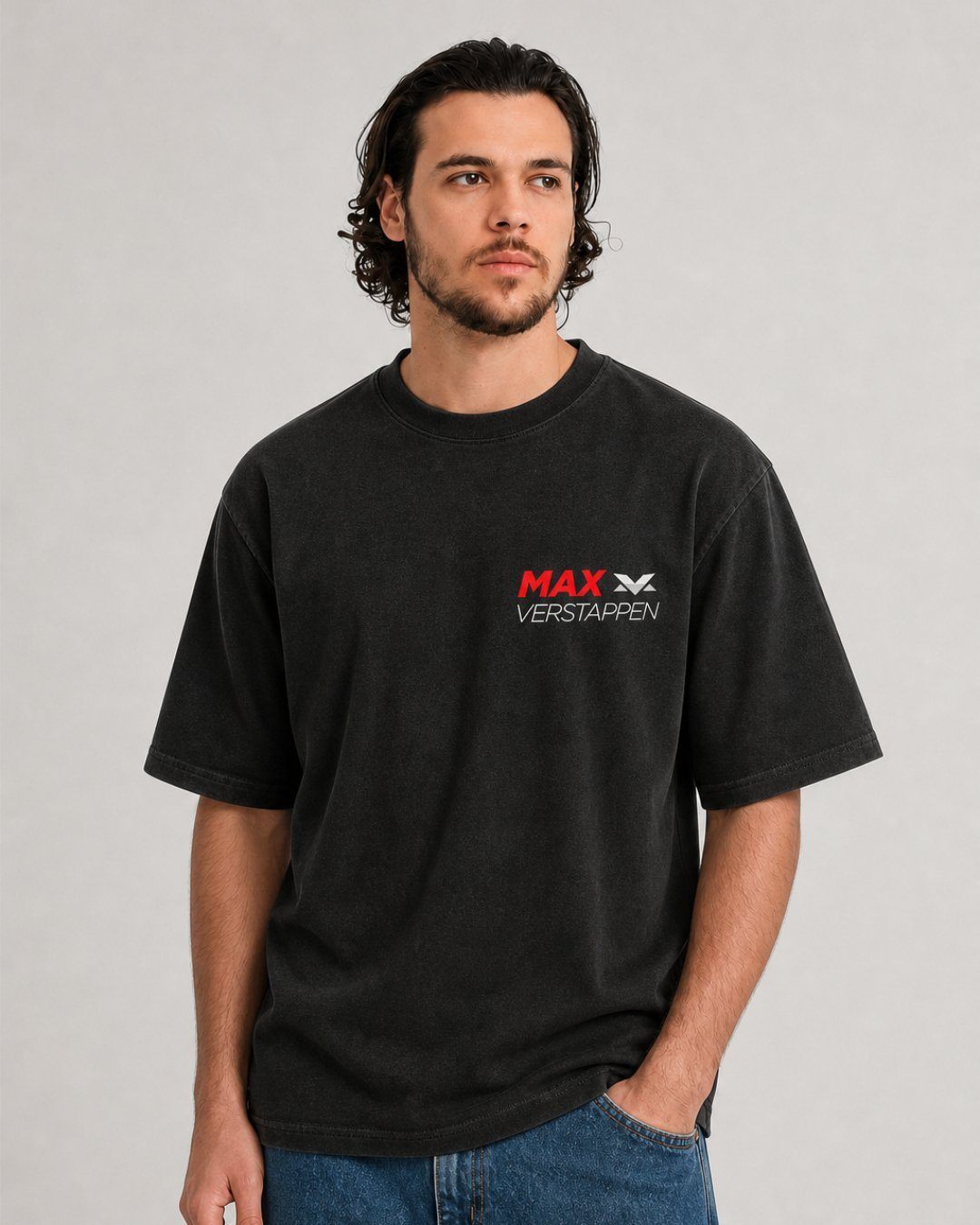 Camiseta Oversized Verstappen Coleção Silhouette Pilots - Preta