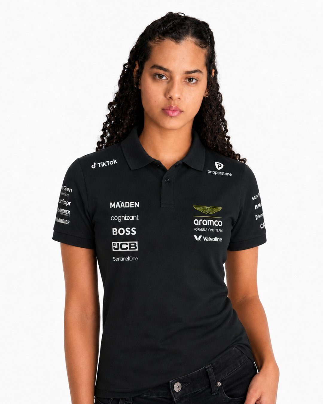 Camiseta Polo Aston Martin Equipe Preto 2025