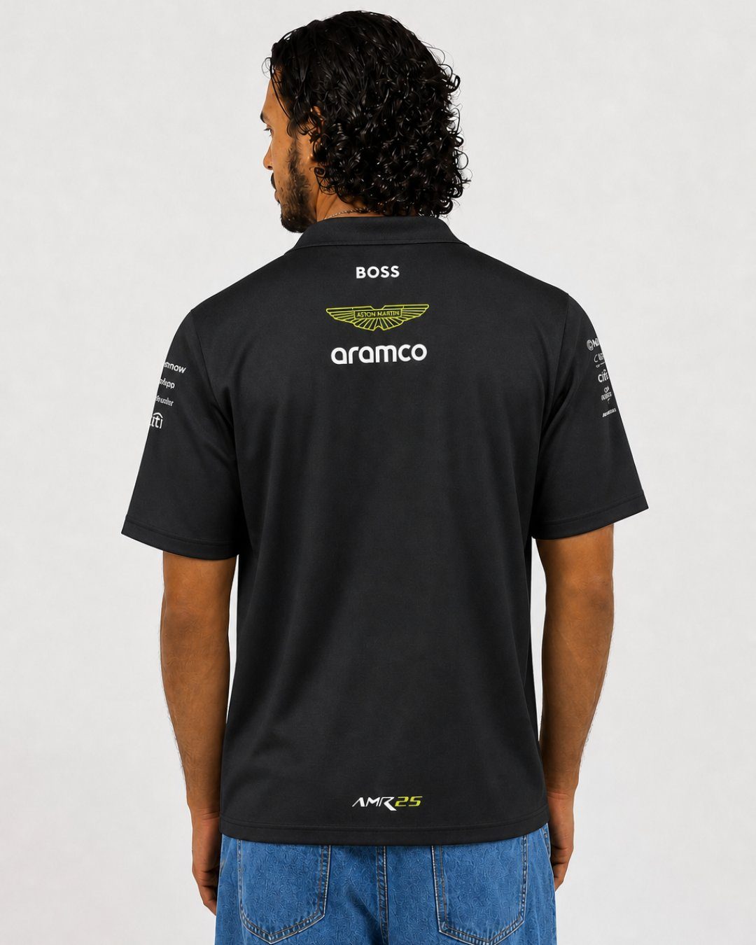 Camiseta Polo Aston Martin Equipe Preto 2025