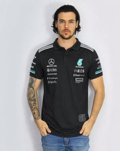 Camiseta Polo Mercedes George Russell Preto 2025