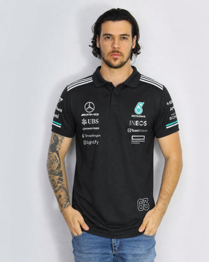 Camiseta Polo Mercedes George Russell Preto 2025