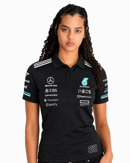 Camiseta Polo Mercedes George Russell Preto 2025