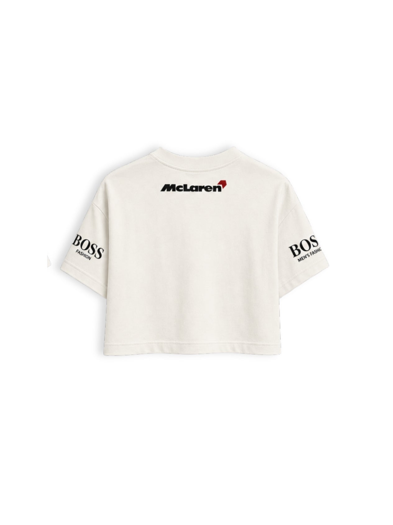 Cropped F1 McLaren Marlboro Retrô off white — costas com o logo McLaren