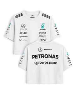 Cropped F1 Mercedes AMG Petronas branco — frente e costas
