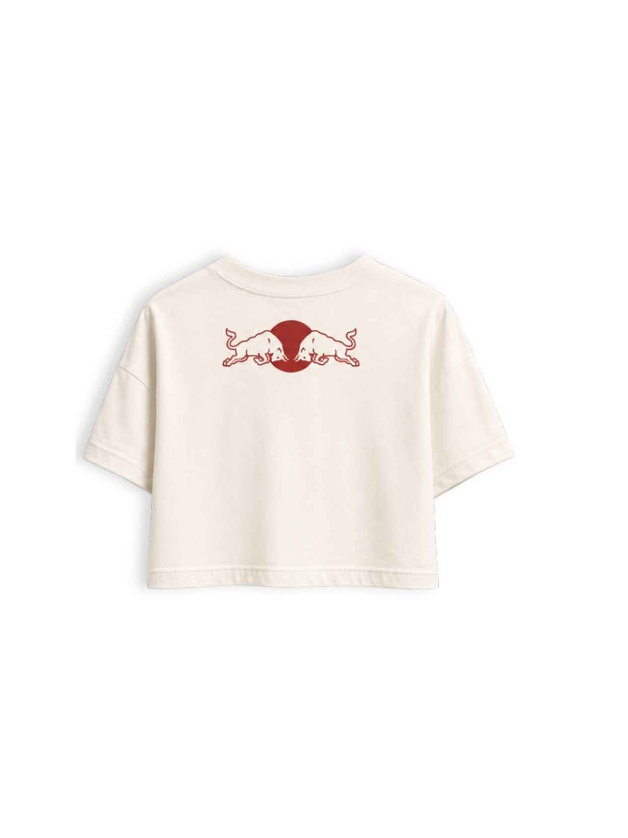 Cropped F1 Red Bull Turquia 2021 off white — costas com os dois touros sobre o círculo vermelho
