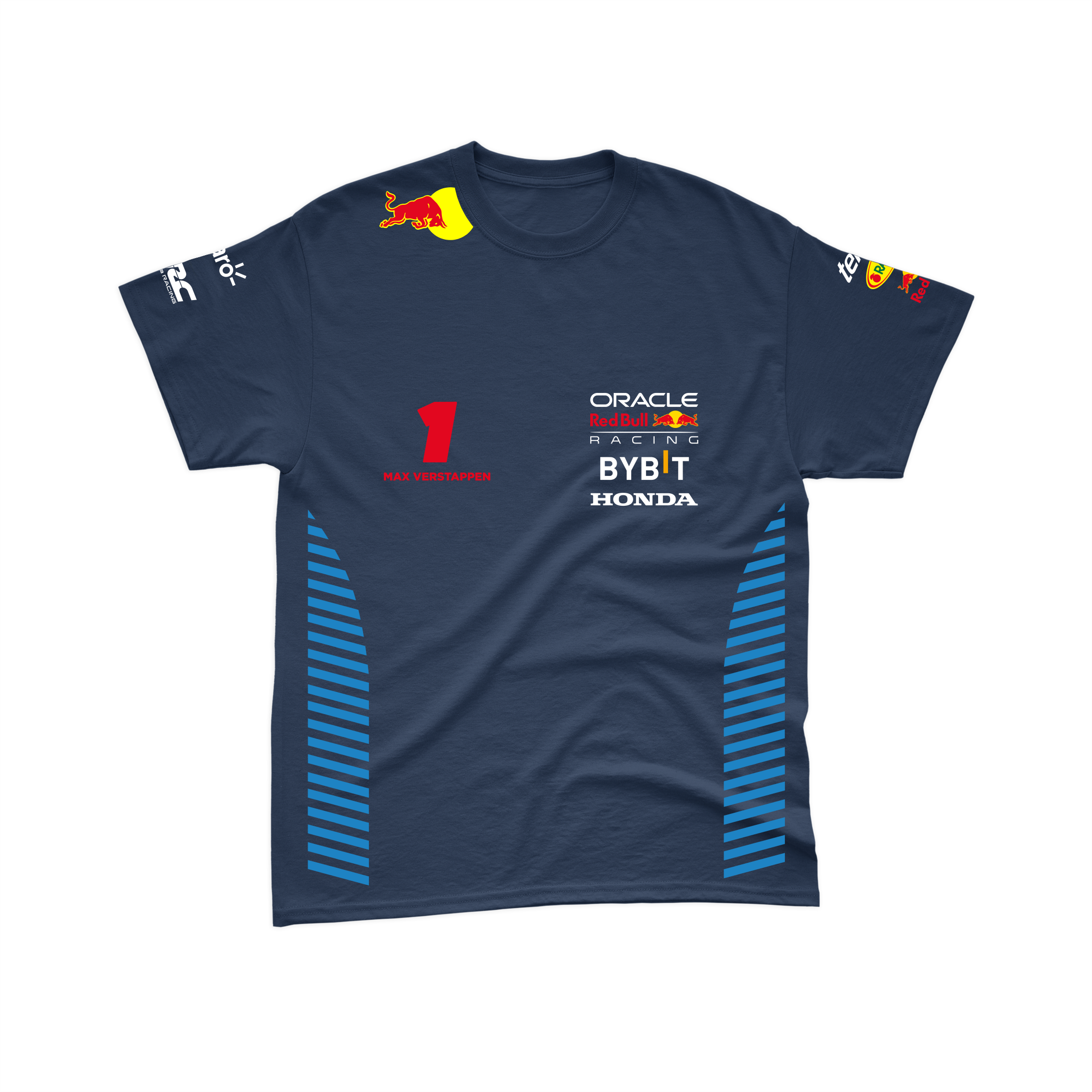 Camiseta Algodão Max Verstappen Red Bull Racing 2024 Azul Marinho