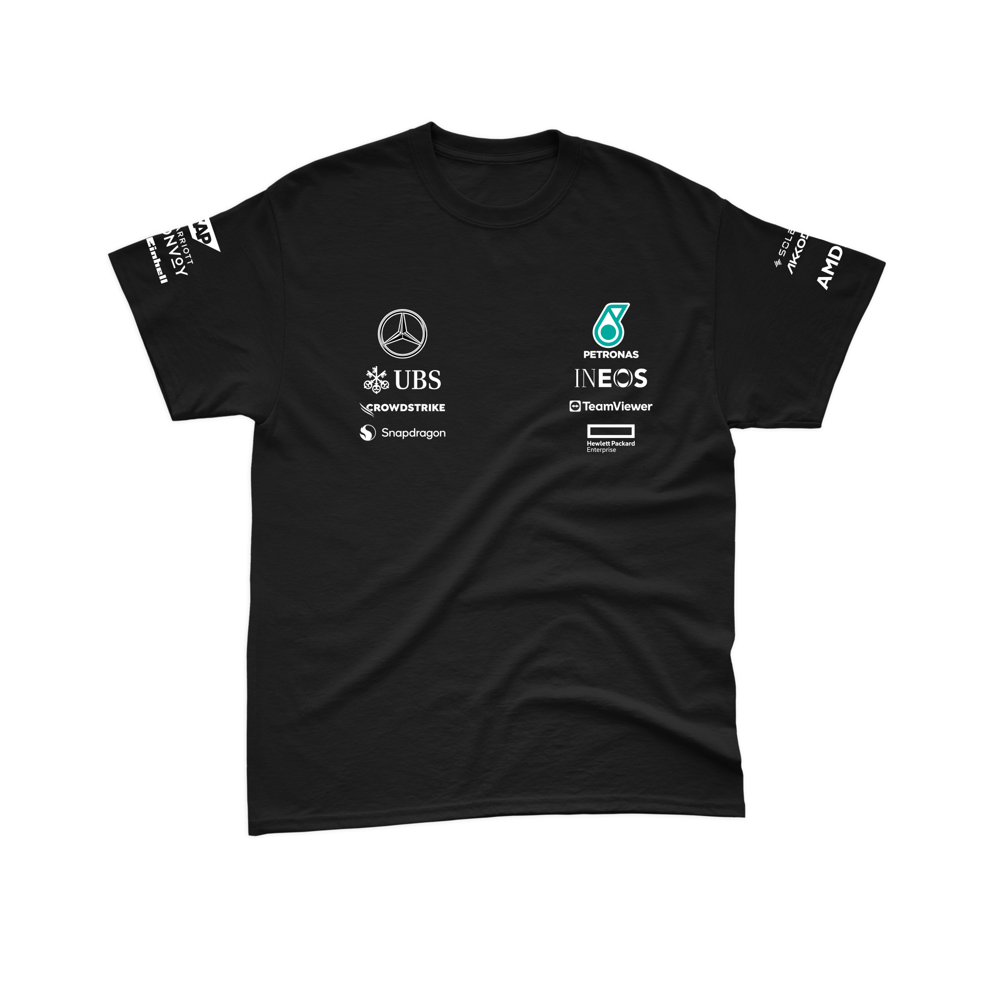 Camiseta Algodão Mercedes 2024 Preta Lewis Hamilton