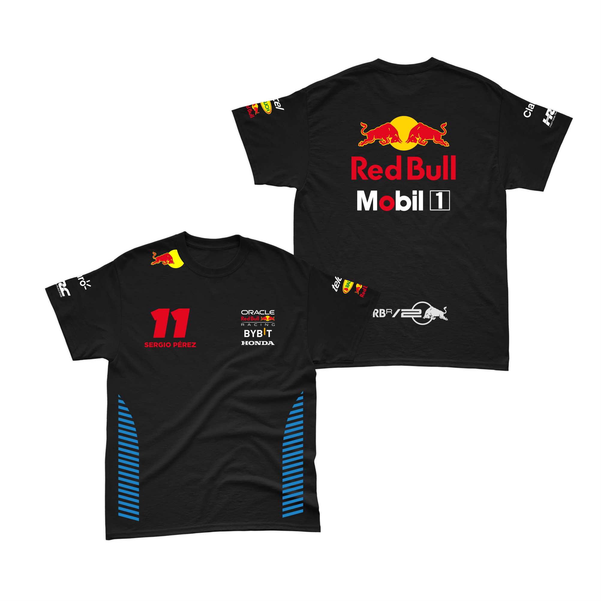 Camiseta Algodão Sergio Perez Red Bull Racing 2024 Preta