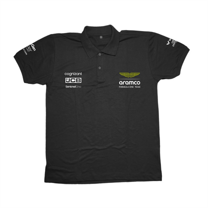 Camisa Polo Lance Stroll Aston Martin 2024 Preta