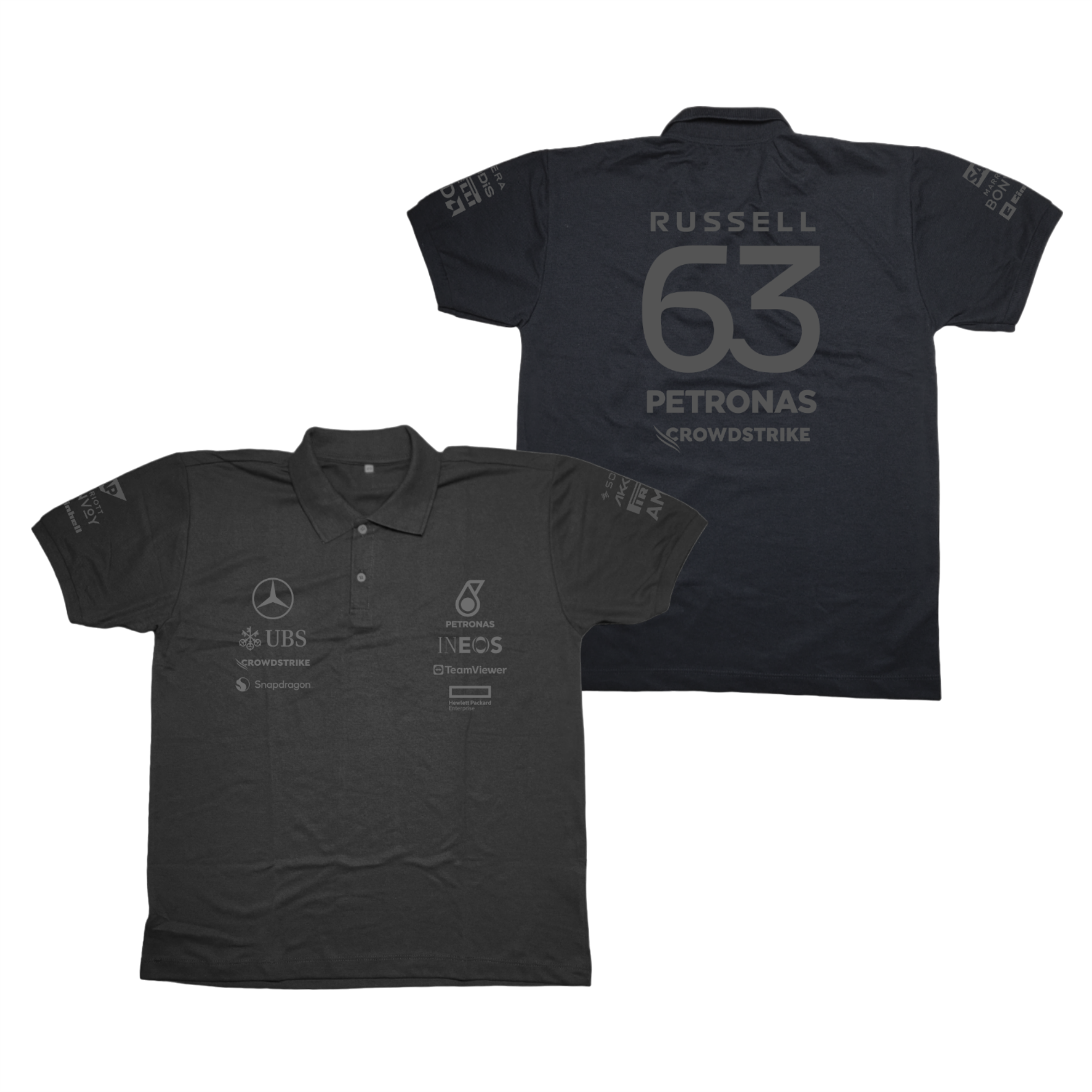 Camisa Polo George Russell Mercedes 2024 All Black