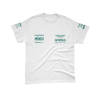 Camiseta Algodão Lance Stroll Aston Martin 2024 Branca