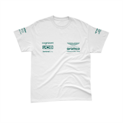 Camiseta Algodão Lance Stroll Aston Martin 2024 Branca