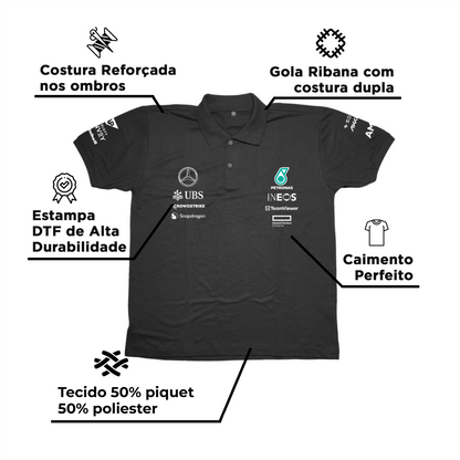 Camisa Polo Lewis Hamilton Mercedes 2024 Preta