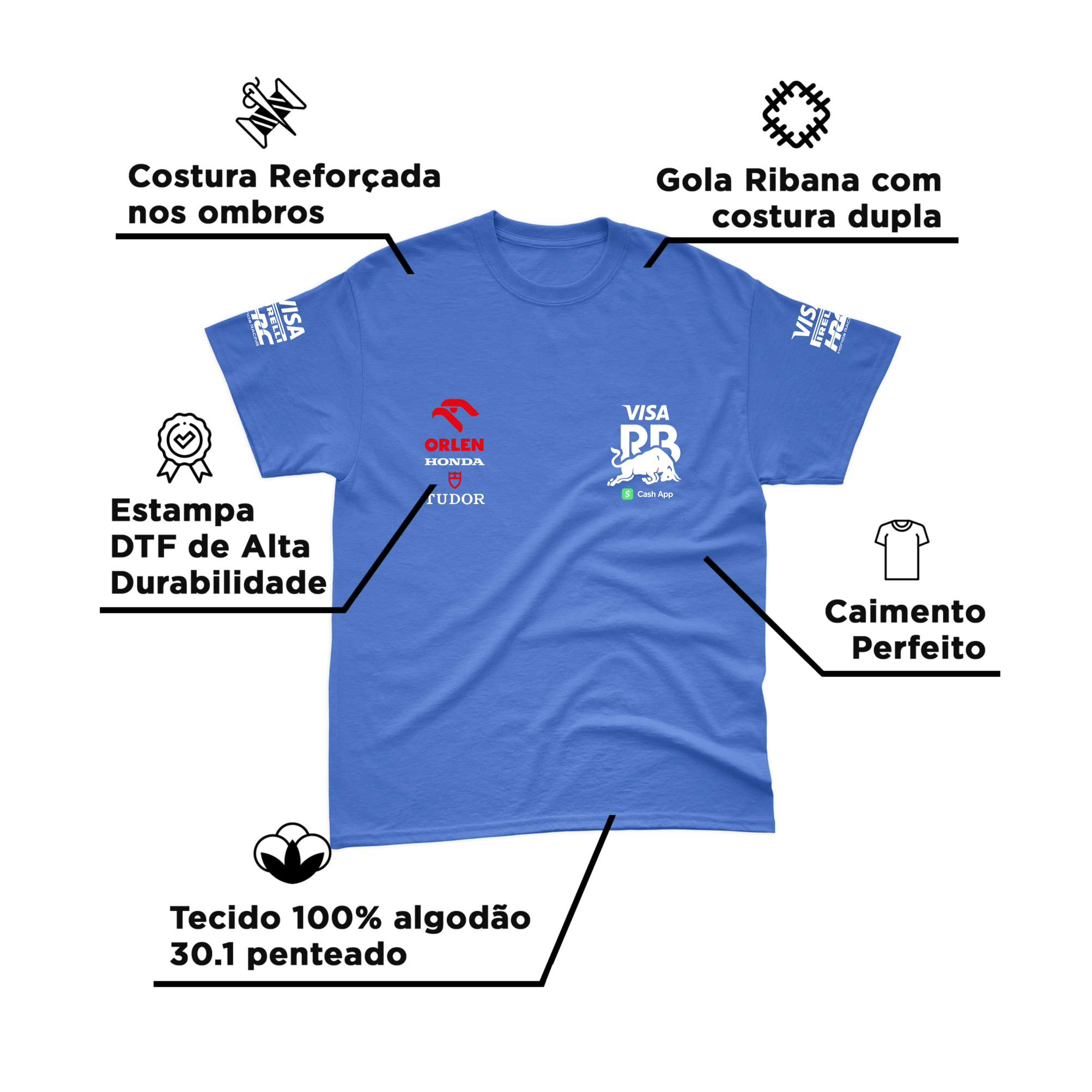 Camiseta Algodão Tsunoda Visa Racing Bulls Azul Royal 2024