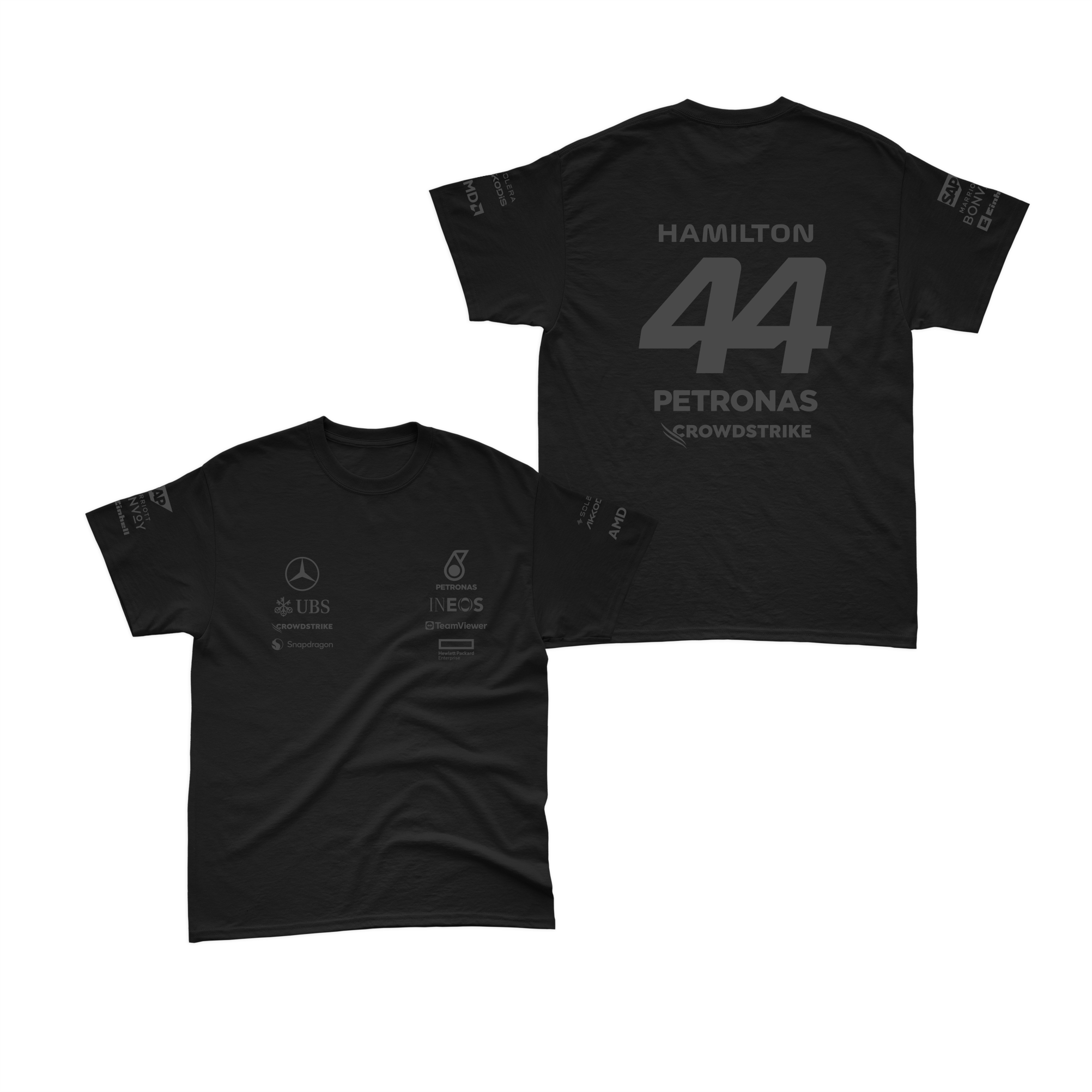 Camiseta Algodão Lewis Hamilton Mercedes 2024 All Black