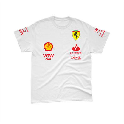 Camiseta Algodão Ferrari 2024 Branca