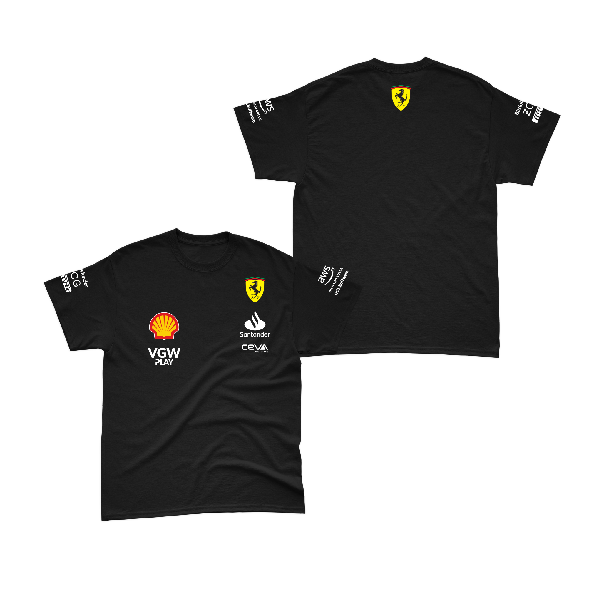 Camiseta Algodão Ferrari 2024 Preta