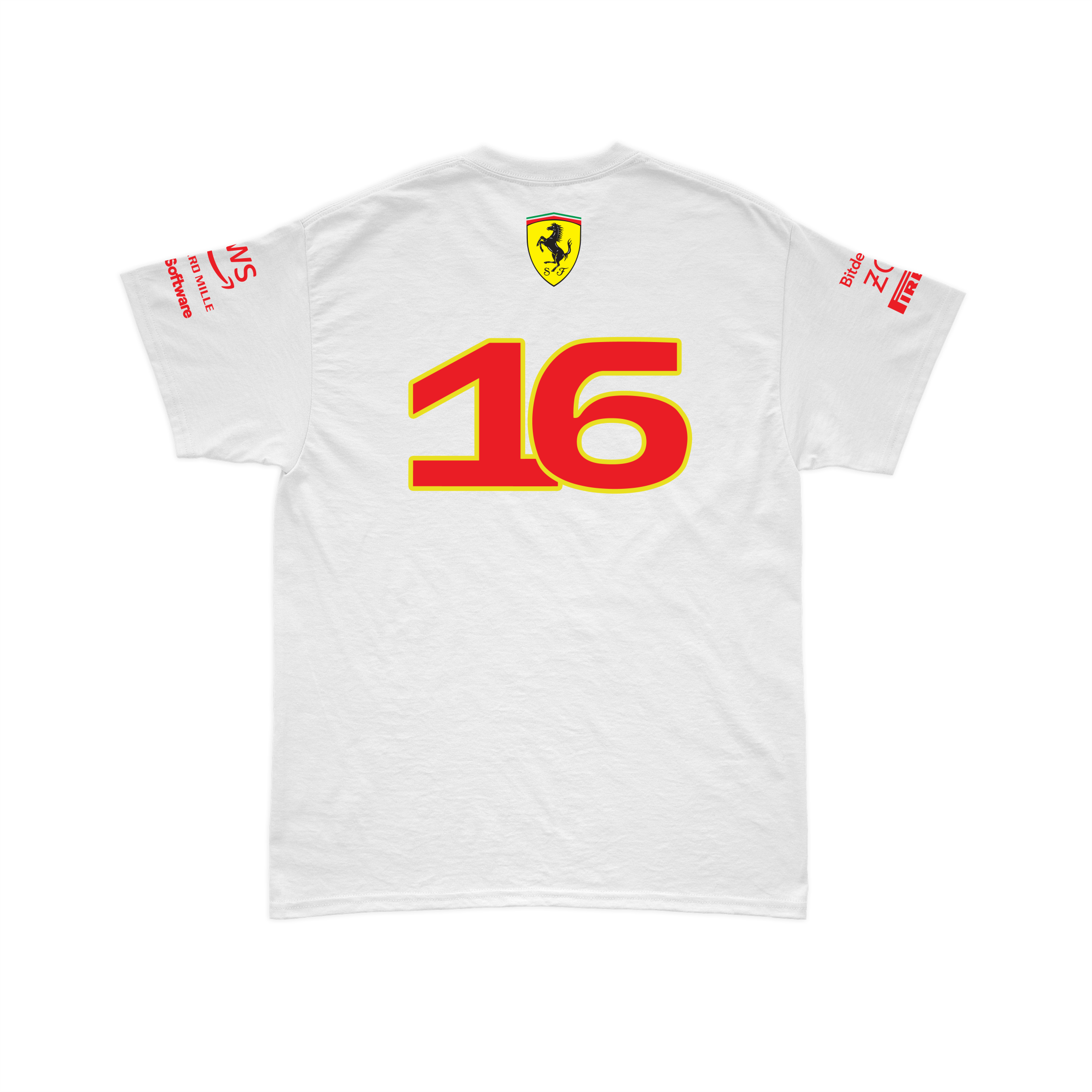 Camiseta Algodão Charles Leclerc Ferrari 2024 Branca