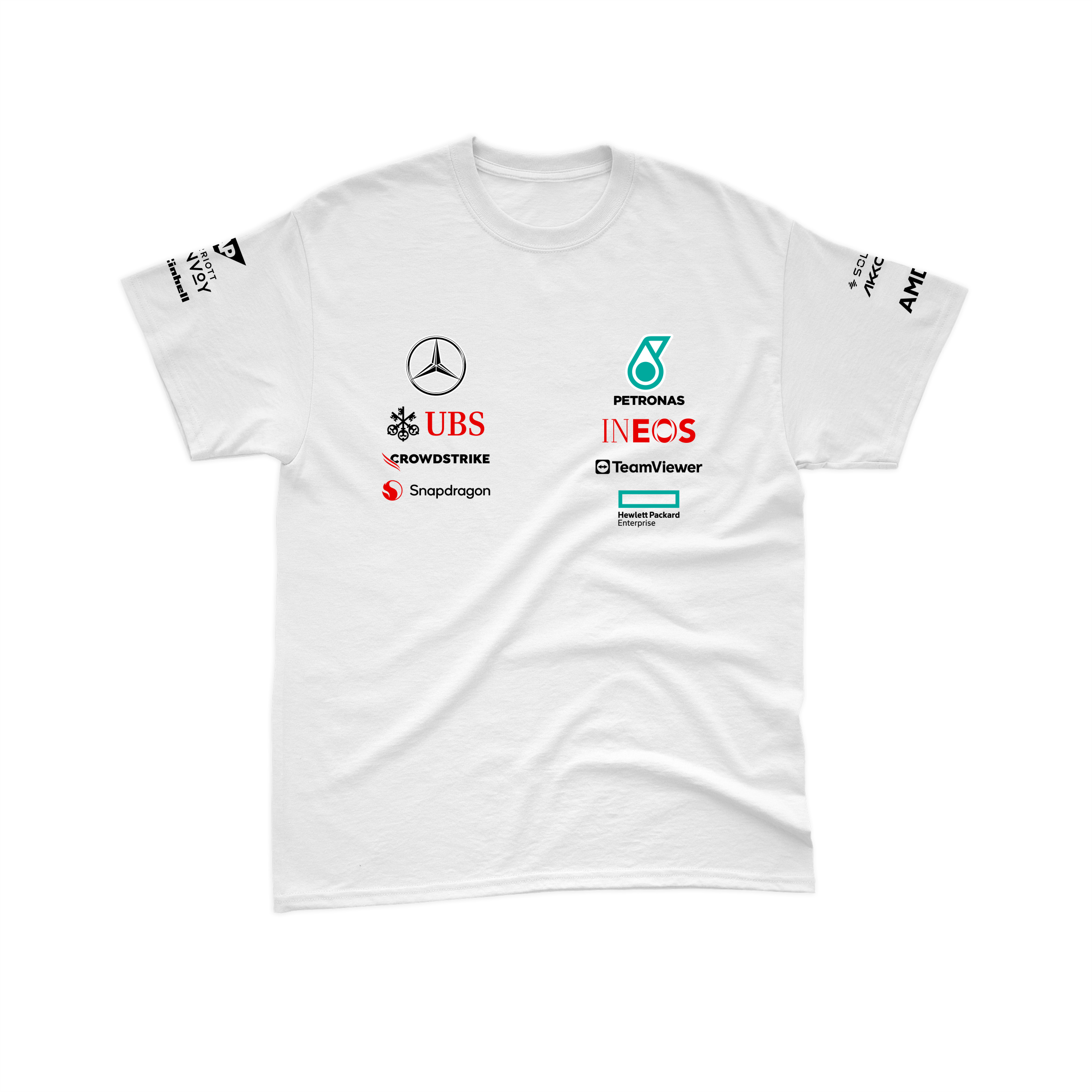 Camiseta Algodão Lewis Hamilton Mercedes 2024 Branca