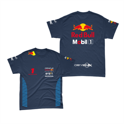 Camiseta Algodão Max Verstappen Red Bull Racing 2024 Azul Marinho