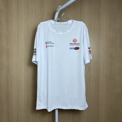 Camiseta DryFit Kevin Magnussen Haas F1 2024 Branca