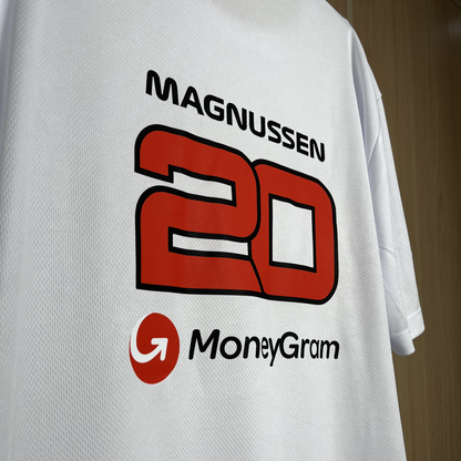 Camiseta DryFit Kevin Magnussen Haas F1 2024 Branca