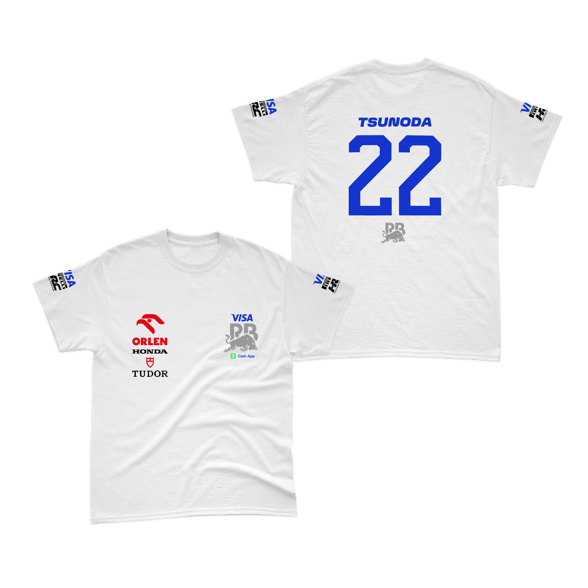 Camiseta Algodão Tsunoda Visa Racing Bulls Branca 2024