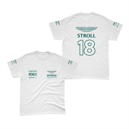 Camiseta Algodão Lance Stroll Aston Martin 2024 Branca