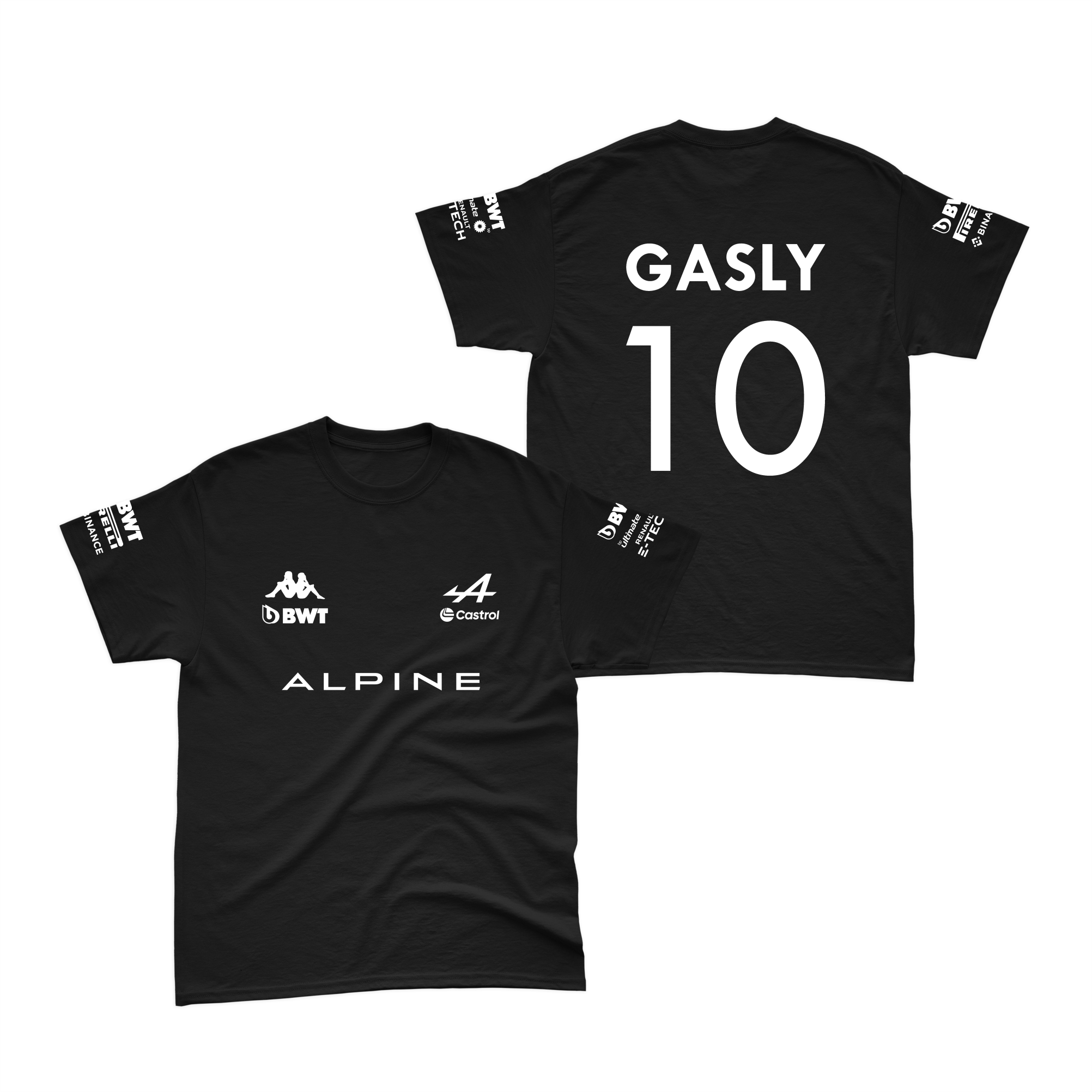 Camiseta Algodão Pierre Gasly Alpine 2024 Preta