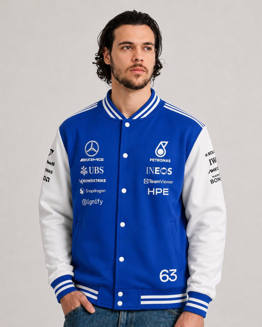 Jaqueta Mercedes F1 Team George Russell Azul Royal