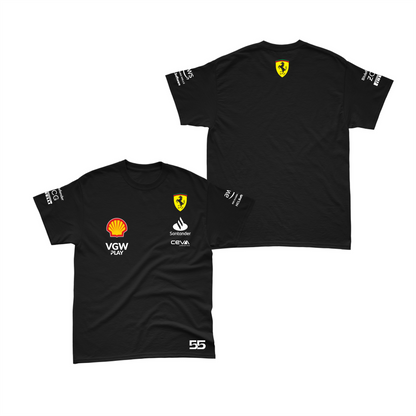 Camiseta Algodão Carlos Sainz Ferrari 2024 Preta