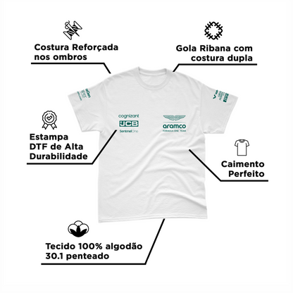 Camiseta Algodão Lance Stroll Aston Martin 2024 Branca