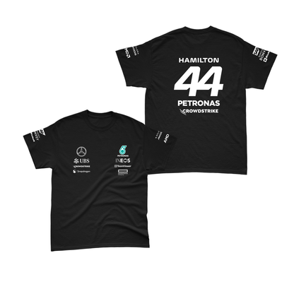 Camiseta Algodão Mercedes 2024 Preta Lewis Hamilton