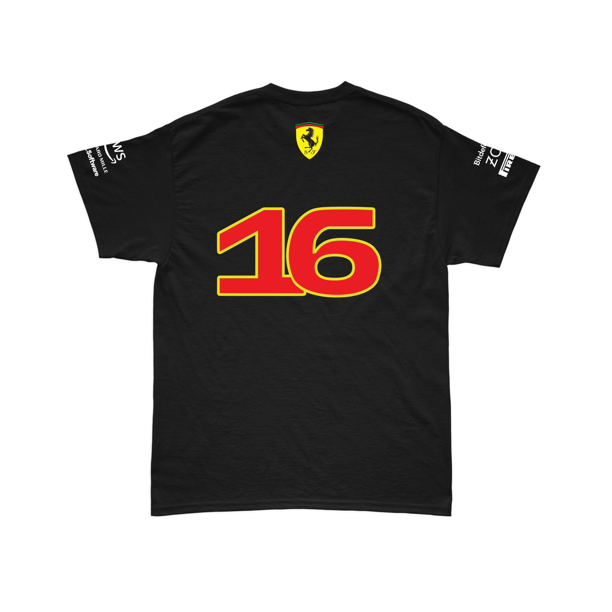 Camiseta Algodão Charles Leclerc Ferrari 2024 Preta