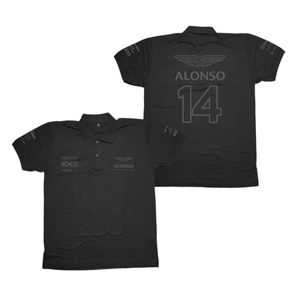 Camisa Polo Fernando Alonso Aston Martin 2024 All Black