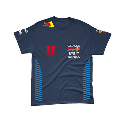 Camiseta Algodão Sergio Perez Red Bull Racing 2024 Azul Marinho