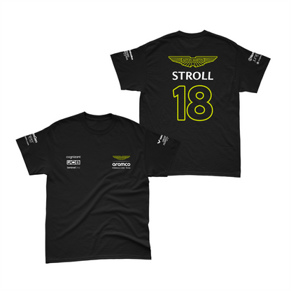 Camiseta Algodão Lance Stroll Aston Martin 2024 Preta