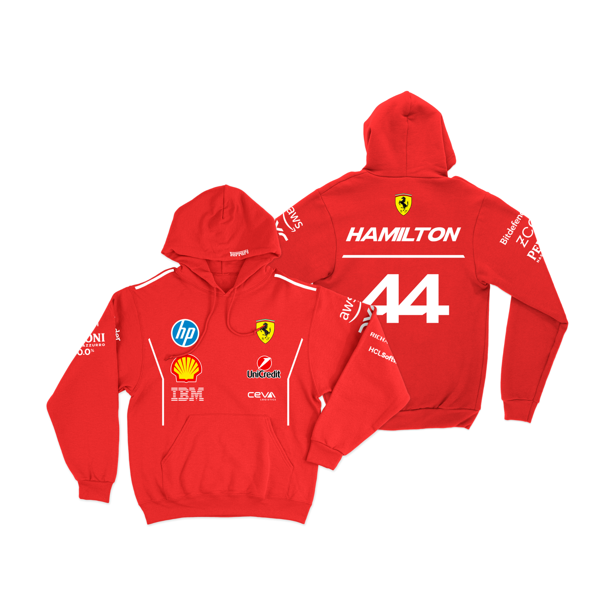 Moletom Canguru Ferrari Lewis Hamilton 2025 Vermelho