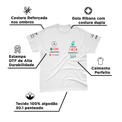 Camiseta Algodão Mercedes 2024 Branca