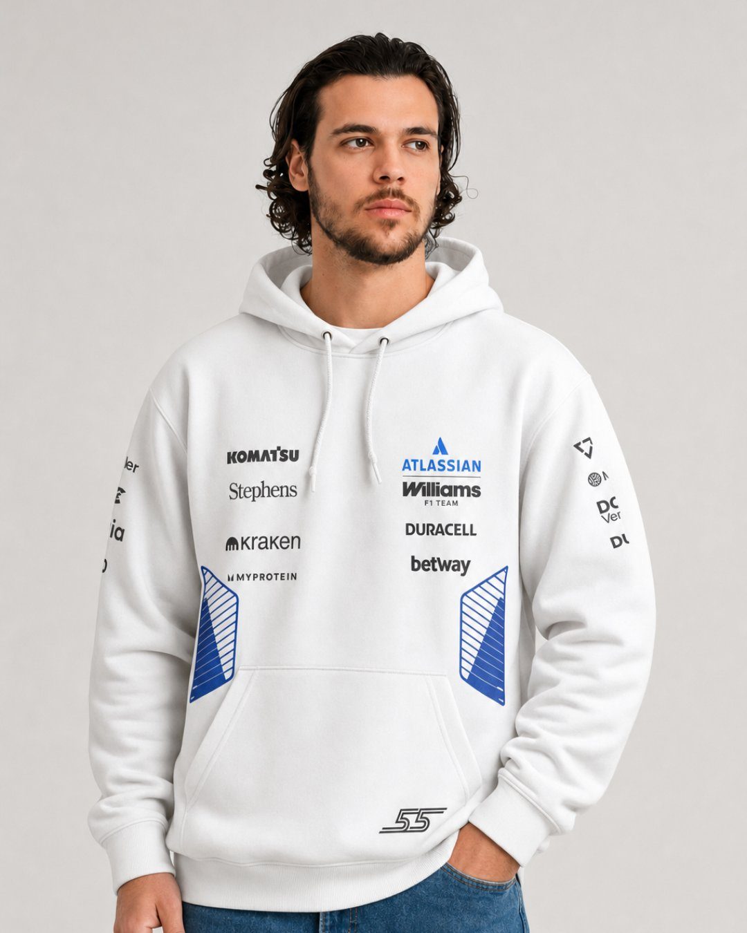 Moletom Canguru Carlos Sainz Williams F1 2026 Branco