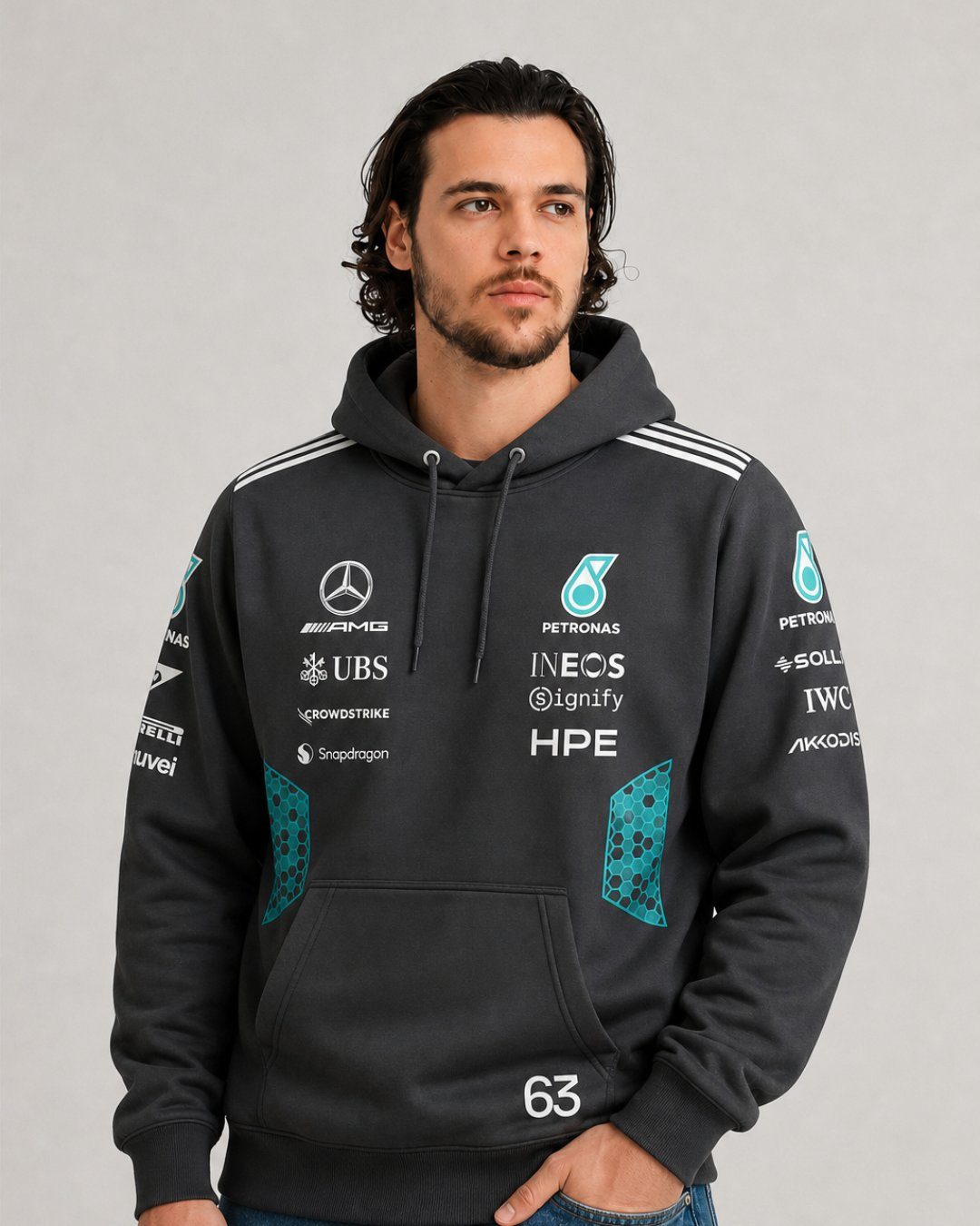 Moletom Canguru George Russell Mercedes AMG 2026 Preto