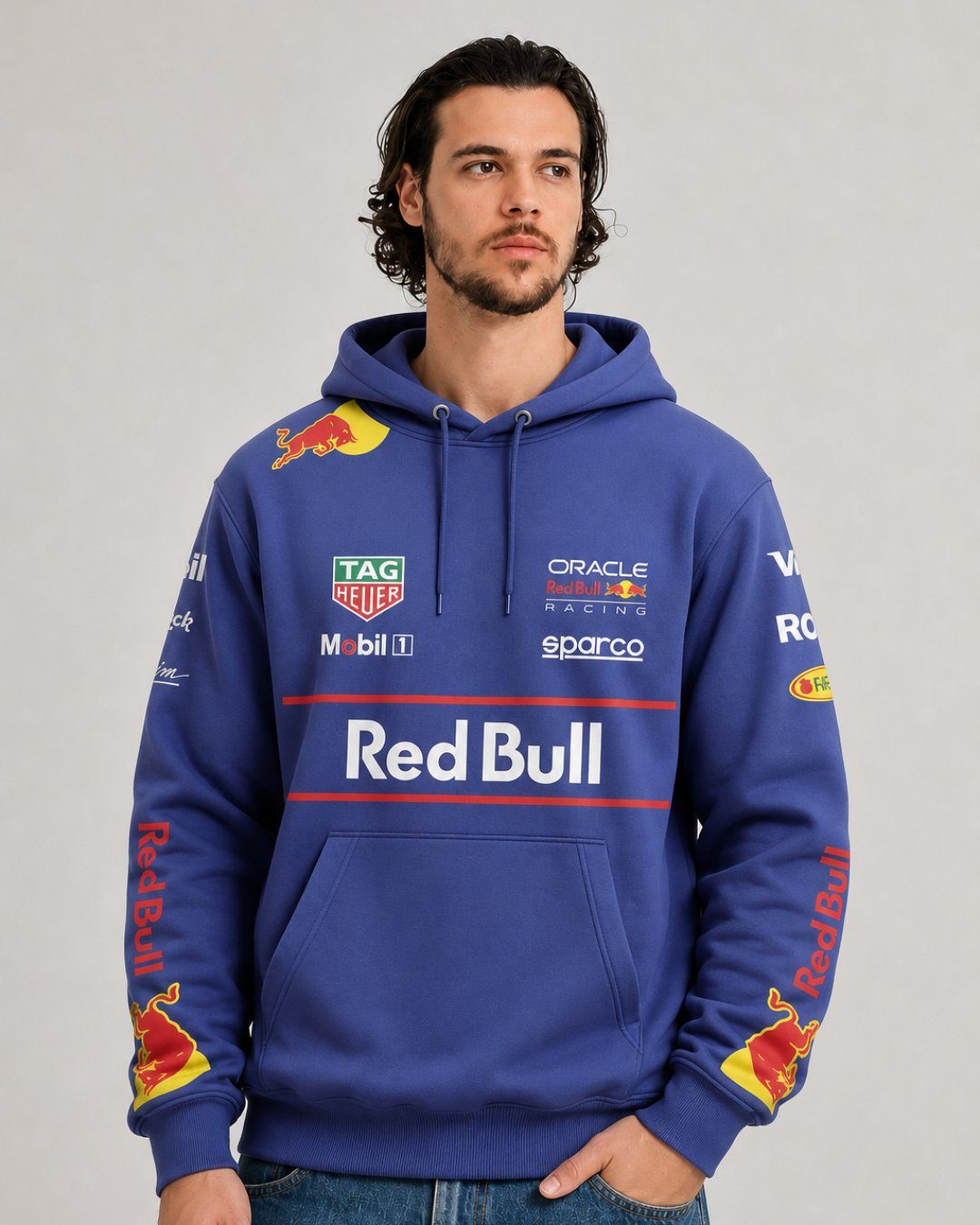 Moletom Canguru Max Verstappen Red Bull 2025 Azul Marinho