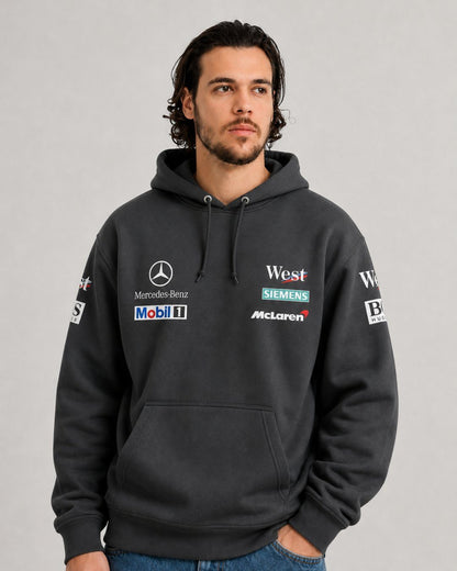 Moletom Canguru Mclaren West Mercedes Retrô Preta