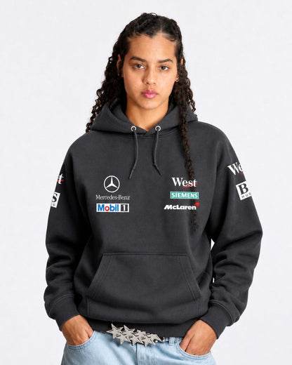 Moletom Canguru Mclaren West Mercedes Retrô Preta