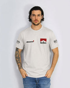 Camiseta Algodão Mclaren Marlboro Retrô anos 90 Off White
