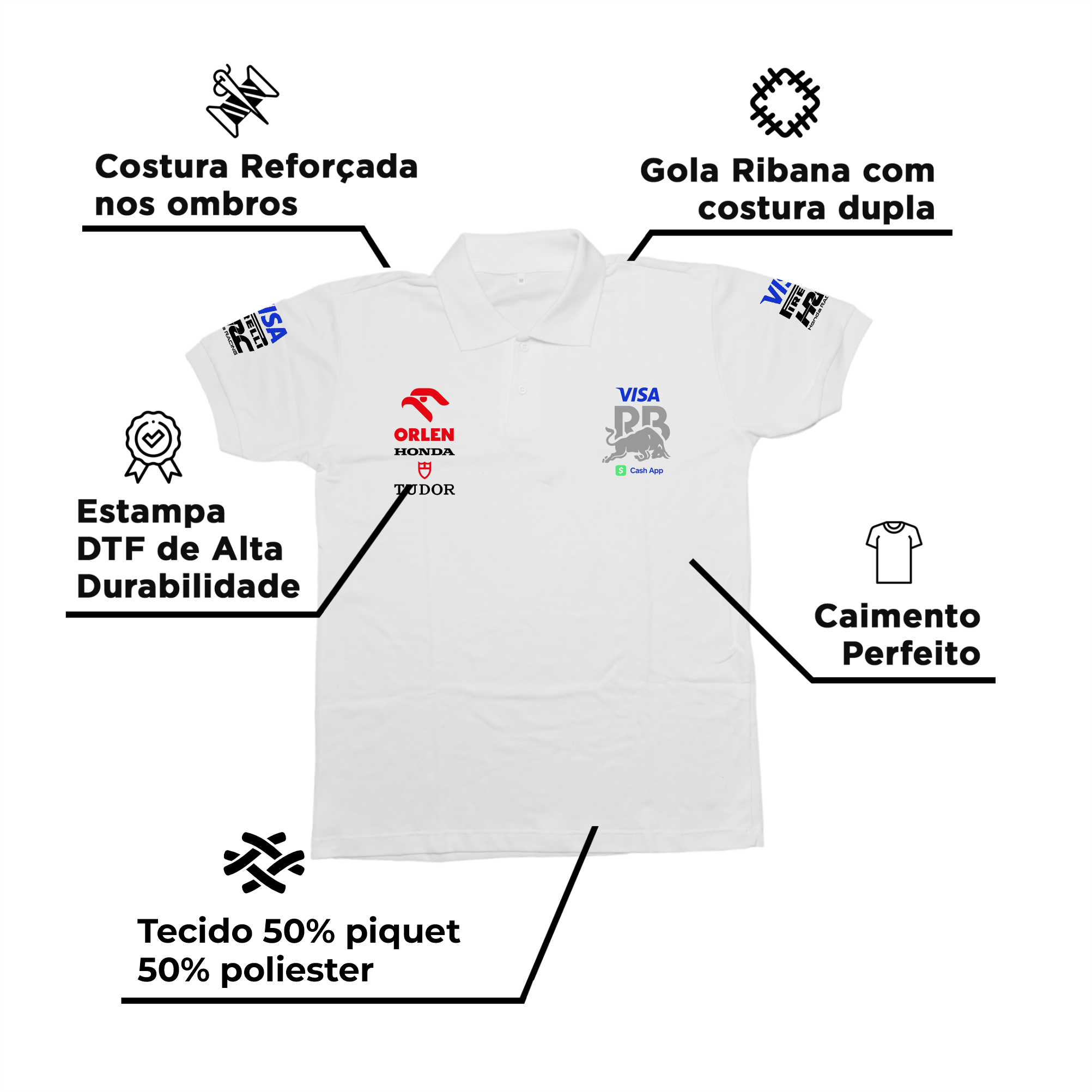 Camisa Polo Visa Racing Bulls Branca 2024