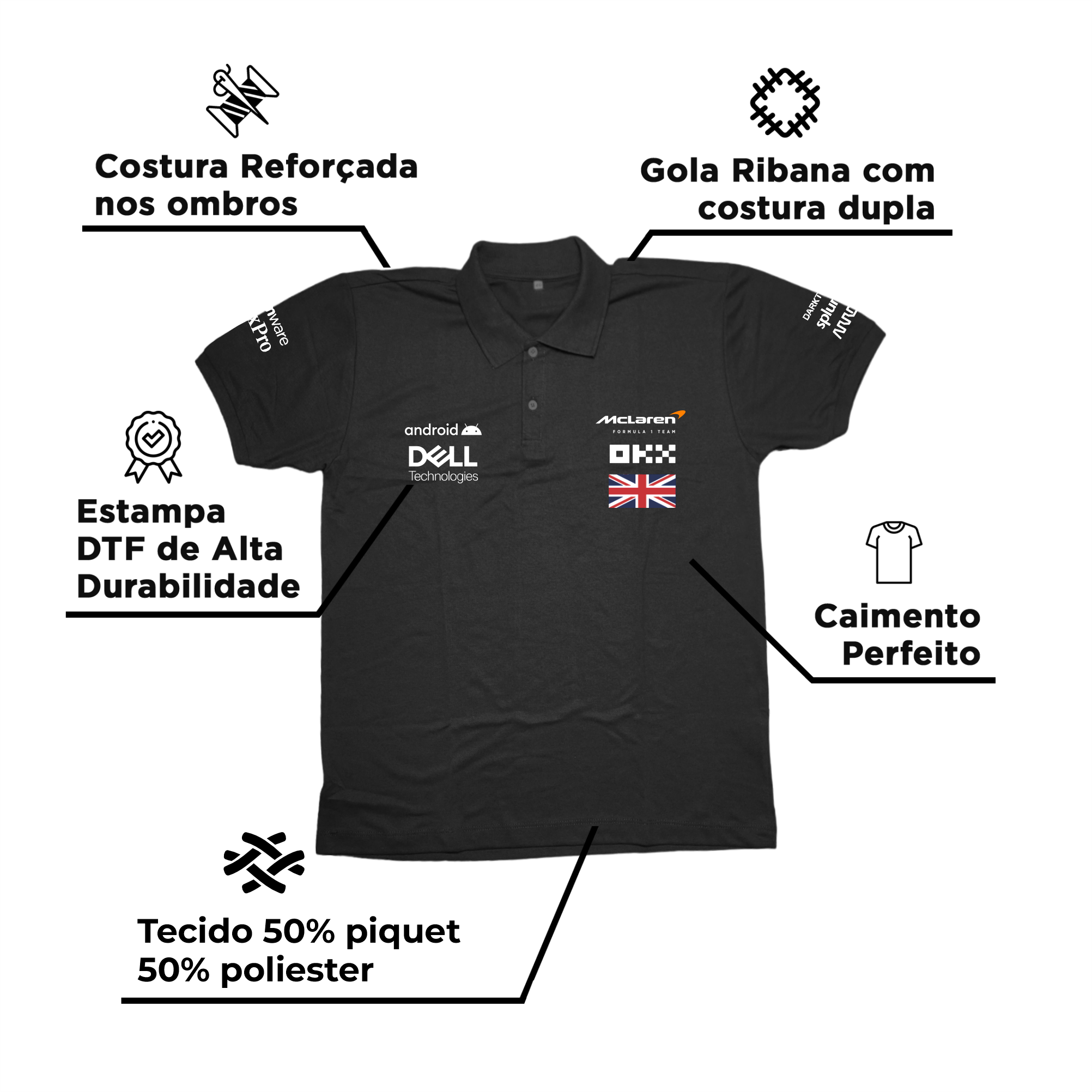 Camisa Polo Mclaren 2024 Preta