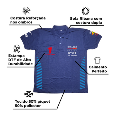 Camisa Polo Max Verstappen Red Bull Racing 2024 Azul Mrinho